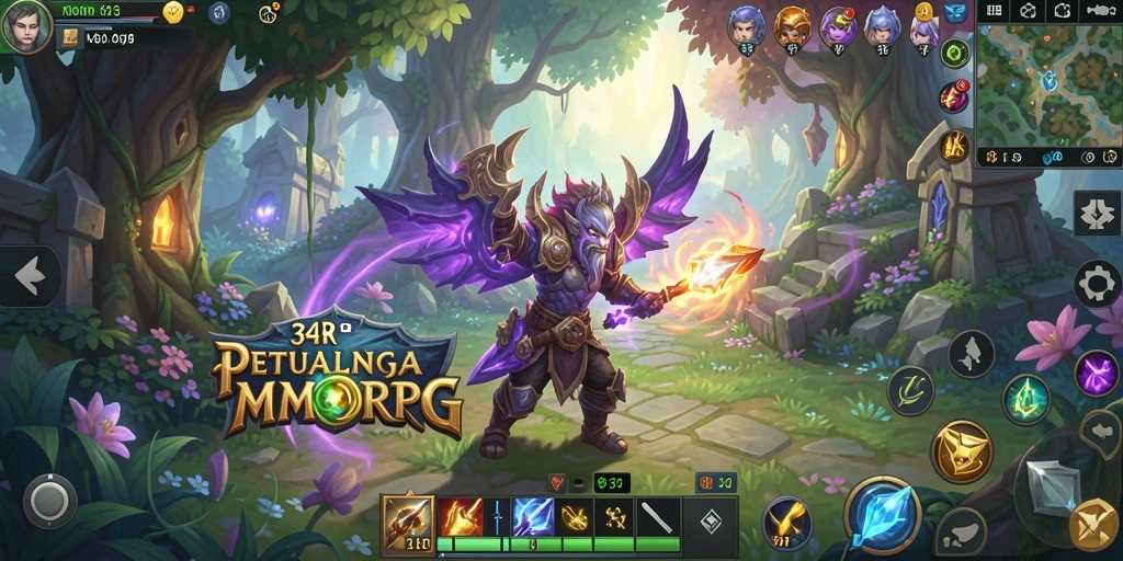 Tangkapan layar menunjukkan aksi seru dalam gameplay MMORPG 34R.