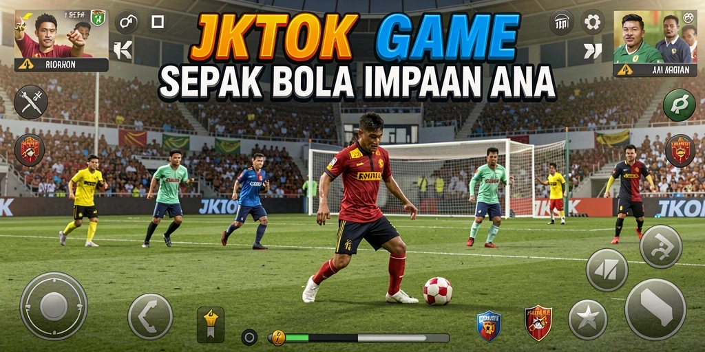 Tampilan gameplay JKTOK yang seru saat pertandingan sepak bola.