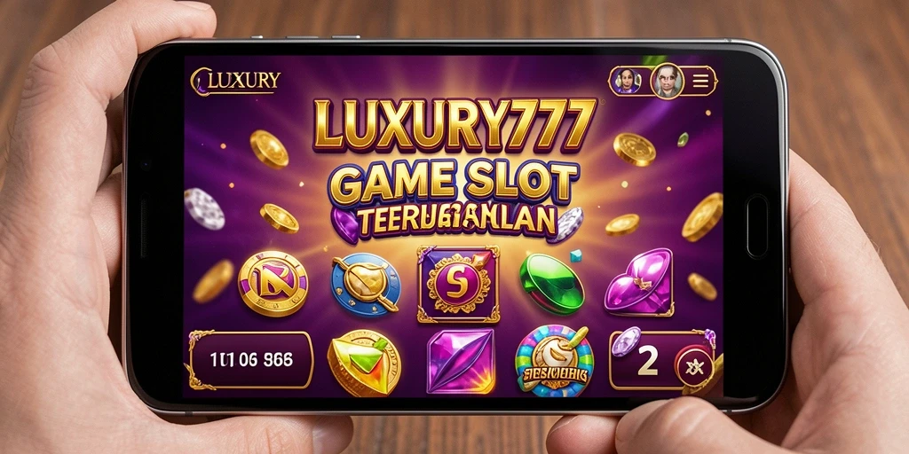 Tampilan gameplay LUXURY777 yang menarik dengan simbol berwarna-warni.