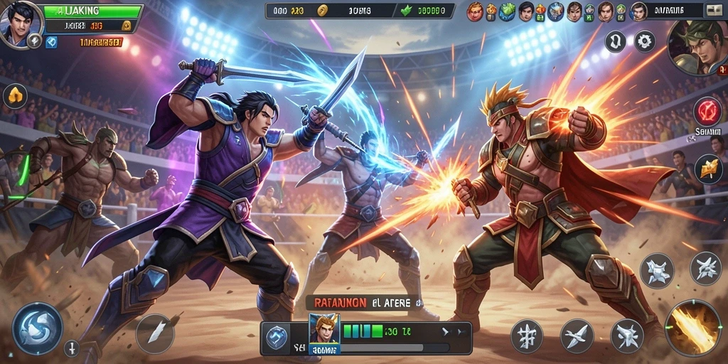 Screenshot utama RAJAKING menampilkan aksi pertarungan yang mendebarkan.