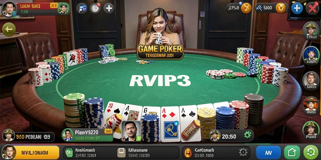 Tampilan seru gameplay Poker di RVIP3 menunggu Anda.
