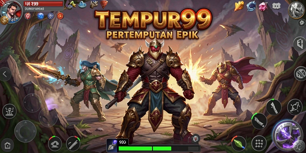Screenshot gameplay TEMPUR99 yang menunjukkan pertarungan seru.